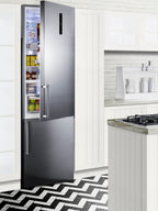 European counter depth bottom freezer refrigerator with icemaker, stainless steel doors, platinum cabinet, and digital c (Model FFBF181ES2IM) - Set