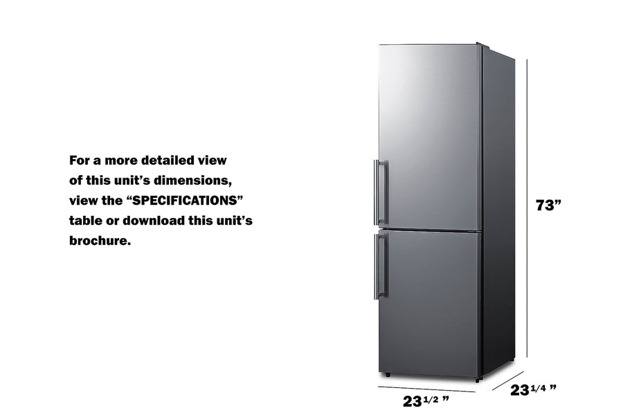 Energy Star Certified 24" X 24" Bottom Mount Refrigerator with a Stainless Steel Look