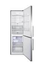 European counter depth bottom freezer refrigerator with stainless steel doors, platinum cabinet, factory installed icema