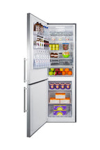 Accucold ENERGY STAR certified European counter depth bottom freezer refrigerator with stainless steel doors, platinum cabinet, a (Model FFBF249SS2LHD)