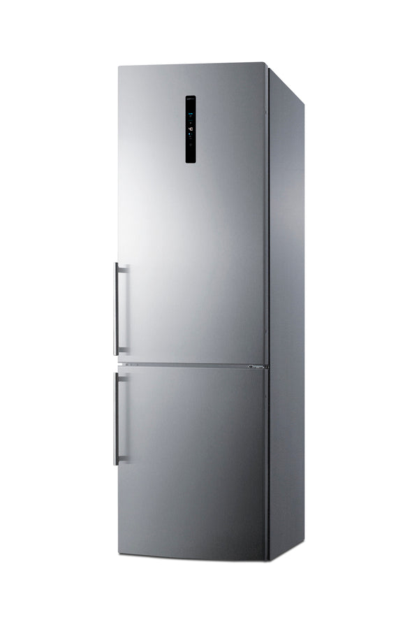 Accucold ENERGY STAR certified European counter depth bottom freezer refrigerator with stainless steel doors, platinum cabinet, a (Model FFBF249SS2)