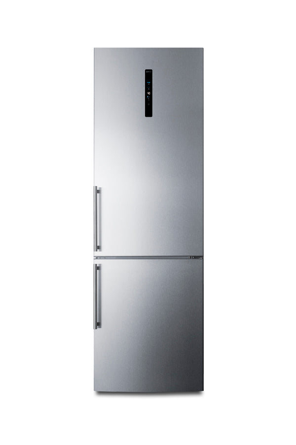 Accucold ENERGY STAR certified European counter depth bottom freezer refrigerator with stainless steel doors, platinum cabinet, a (Model FFBF249SS2)