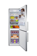 Accucold ENERGY STAR certified European counter depth bottom freezer refrigerator with stainless steel doors, platinum cabinet, a (Model FFBF249SS2)