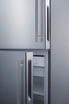 Accucold ENERGY STAR certified frost-free bottom freezer refrigerator with front handles and grill to raise height to 72" (Model FFBF279SSXH72LHD)