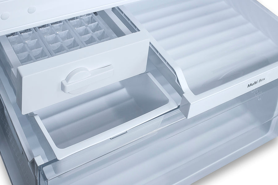 Accucold ENERGY STAR certified frost-free bottom freezer refrigerator with front handles and grill to raise height to 72" (Model FFBF279SSXH72LHD)
