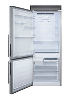 Accucold ENERGY STAR certified frost-free bottom freezer refrigerator with front handles and grill to raise height to 72" (Model FFBF279SSXH72LHD)