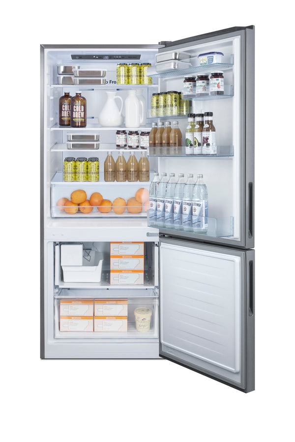 Frost-free bottom freezer refrigerator with factory-installed icemaker