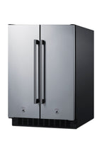 24" Wide Undercounter Frost-free Side-by-side Refrigerator-freezer in Stainless Steel with Locks, Stainless Steel Handle