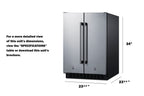 24" Wide Undercounter Frost-free Side-by-side Refrigerator-freezer in Stainless Steel with Locks, Stainless Steel Handle