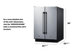 24" Wide Undercounter Frost-free Side-by-side Refrigerator-freezer in Stainless Steel with Locks, Stainless Steel Handle