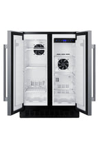 24" Wide Undercounter Frost-free Side-by-side Refrigerator-freezer in Stainless Steel with Locks, Stainless Steel Handle