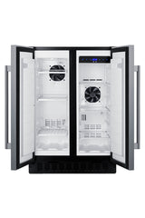 24" Wide Undercounter Frost-free Side-by-side Refrigerator-freezer in Stainless Steel with Locks, Stainless Steel Handle