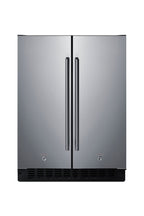 24" Wide Undercounter Frost-free Side-by-side Refrigerator-freezer in Stainless Steel with Locks, Stainless Steel Handle