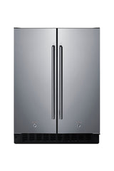24" Wide Undercounter Frost-free Side-by-side Refrigerator-freezer in Stainless Steel with Locks, Stainless Steel Handle