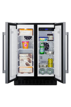 24" Wide Undercounter Frost-free Side-by-side Refrigerator-freezer in Stainless Steel with Locks, Stainless Steel Handle