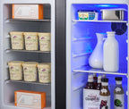 Accucold 36" wide ADA height frost-free side-by-side undercounter refrigerator-freezer black cabinet, panel-ready doors, and digi