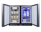Accucold 36" wide ADA height frost-free side-by-side undercounter refrigerator-freezer black cabinet, panel-ready doors, and digi