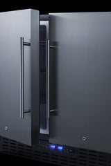Accucold 36" Wide Frost-free Side-by-side Undercounter Refrigerator-freezer Black Cabinet, Stainless Steel Doors, and Digital Con