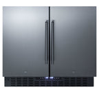 Accucold 36" Wide Frost-free Side-by-side Undercounter Refrigerator-freezer Black Cabinet, Stainless Steel Doors, and Digital Con