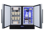 Accucold 36" Wide Frost-free Side-by-side Undercounter Refrigerator-freezer Black Cabinet, Stainless Steel Doors, and Digital Con