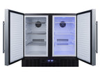 Accucold 36" Wide Frost-free Side-by-side Undercounter Refrigerator-freezer Black Cabinet, Stainless Steel Doors, and Digital Con