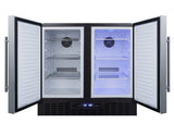 Accucold 36" Wide Frost-free Side-by-side Undercounter Refrigerator-freezer Black Cabinet, Stainless Steel Doors, and Digital Con