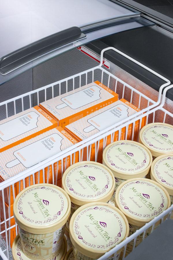Curved Top Commercial Ice Cream Freezer Made in Denmark - Focus Detail