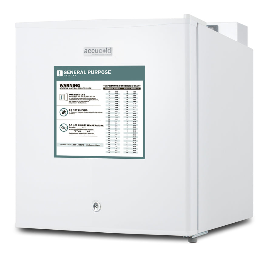 Accucold Compact all-freezer for general purpose use, manual defrost with lock, Left Hinge – FS24LGPLHD