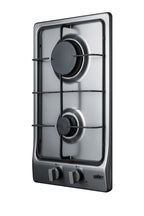 2-burner Gas Cooktop with Sealed Burners, Stainless Steel Surface, and Cast Iron Grates