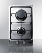 2-burner Gas Cooktop with Sealed Burners, Stainless Steel Surface, and Cast Iron Grates