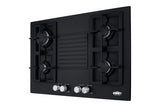 30" Wide 4-burner Gas Cooktop in Black with Sealed Burners and Cast Iron Grates