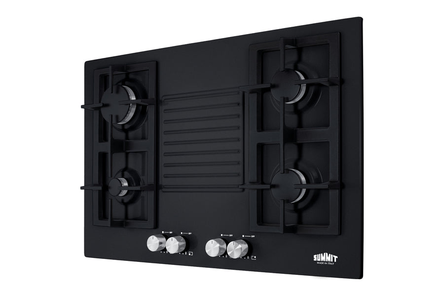 30" Wide 4-burner Gas Cooktop in Black with Sealed Burners and Cast Iron Grates