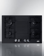 30" Wide 4-burner Gas Cooktop in Black with Sealed Burners and Cast Iron Grates