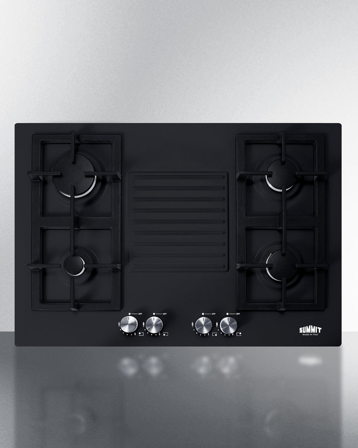 30" Wide 4-burner Gas Cooktop in Black with Sealed Burners and Cast Iron Grates