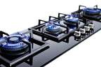 Accucold 4-Burner Island Gas-On-Glass Cooktop with Sealed Burners and Cast – GC443BGL - Flame