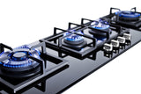 Accucold 4-Burner Island Gas-On-Glass Cooktop with Sealed Burners and Cast – GC443BGL - Flame