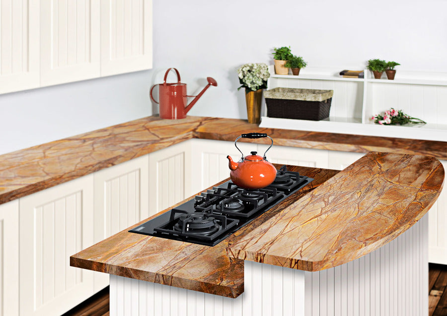 Accucold 4-Burner Island Gas-On-Glass Cooktop with Sealed Burners and Cast – GC443BGL - Set