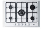 Accucold 5-burner gas cooktop made in Italy in white finish with sealed burners, cast iron grates, wok stand, and stainless steel