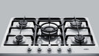 Accucold 5-burner gas cooktop made in Italy in a white finish with sealed burners, cast iron grates, and wok stand; fits standard
