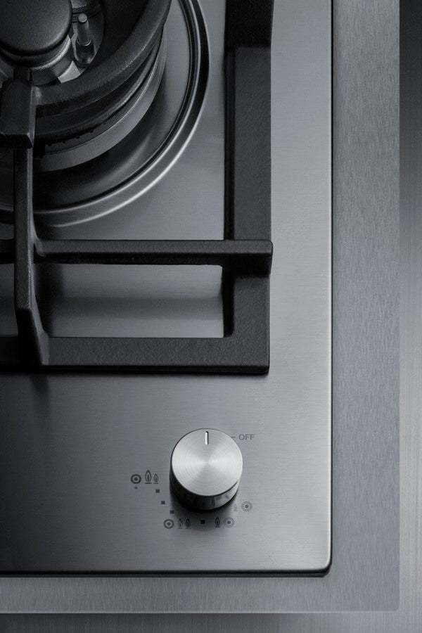 1-burner gas cooktop made in Italy w/15" wide trim kit in stainless steel with sealed dual flame burner, cast iron grat