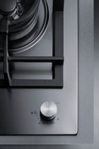 1-burner gas cooktop made in Italy w/15" wide trim kit in stainless steel with sealed dual flame burner, cast iron grat