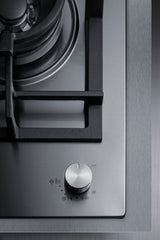 1-burner gas cooktop made in Italy w/15" wide trim kit in stainless steel with sealed dual flame burner, cast iron grat