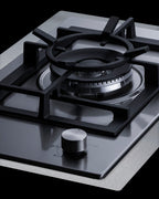 1-burner gas cooktop made in Italy w/15" wide trim kit in stainless steel with sealed dual flame burner, cast iron grat