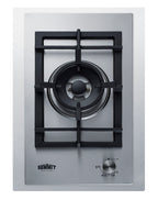 1-burner gas cooktop made in Italy w/15" wide trim kit in stainless steel with sealed dual flame burner, cast iron grat