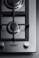 Accucold 2-burner LP gas cooktop made in Italy in stainless steel with cast iron grates