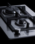 Accucold 2-burner LP gas cooktop made in Italy in stainless steel with cast iron grates