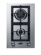 Accucold 2-burner LP gas cooktop made in Italy in stainless steel with cast iron grates