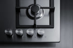Accucold 4-burner gas cooktop made in Italy in stainless steel with cast iron grates