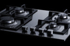 Accucold 4-burner gas cooktop made in Italy in stainless steel with cast iron grates