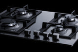 Accucold 4-burner gas cooktop made in Italy in stainless steel with cast iron grates